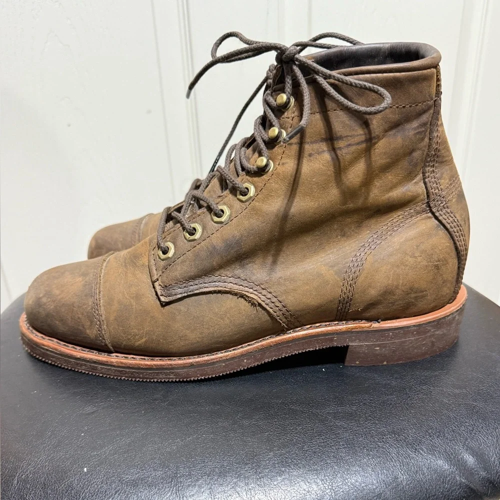Chippewa LLBean Katahdin Iron Works Engineer Cap Toe Boots Brown Men’s 8.5 D